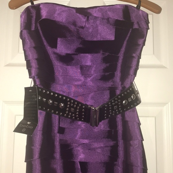 NWT Bebe Mini Strapless Purple Party Dress Small S - Picture 3 of 8
